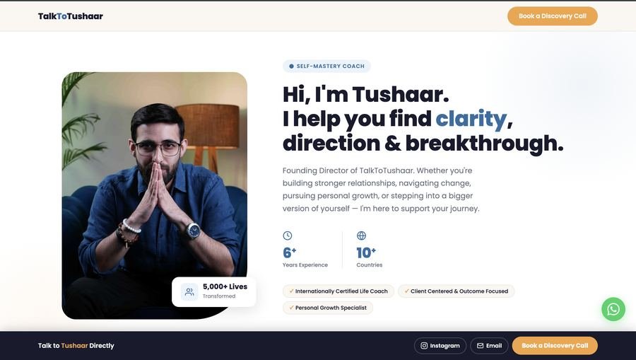 Talk to Tushaar website screenshot